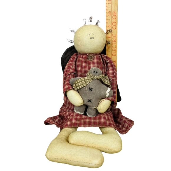 Honey and Me Lisa Liffick Primitive Angel Doll and Gingerbread Man Christmas - Picture 3 of 7
